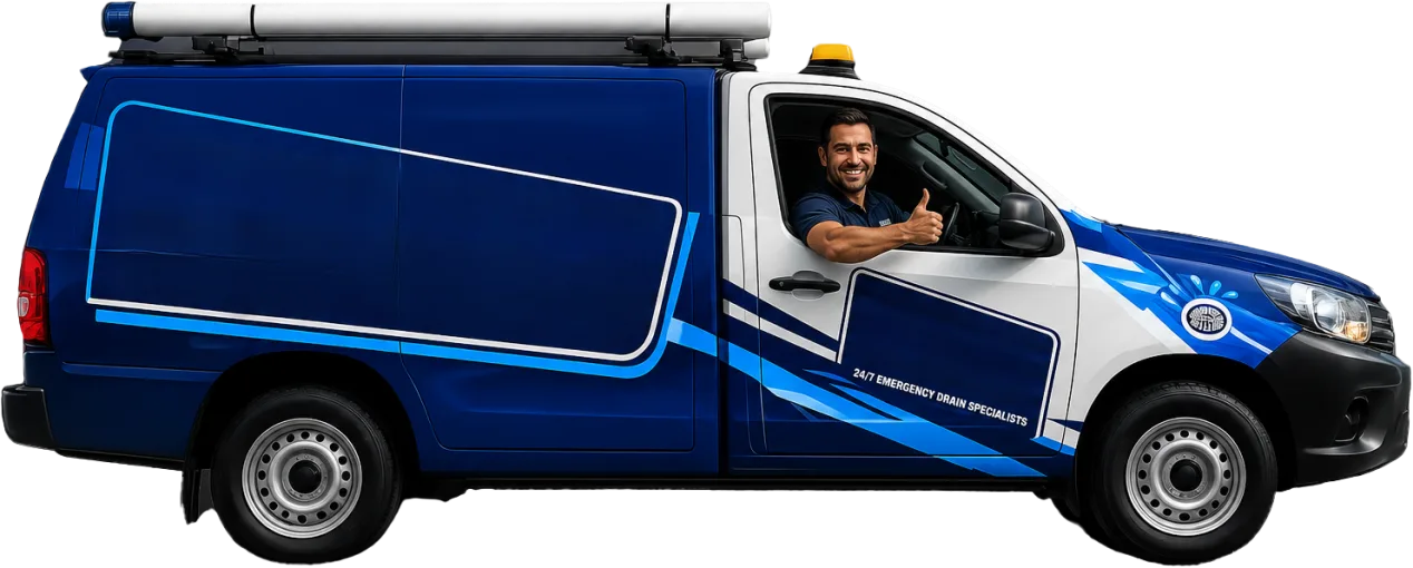 Drain service van out on the road in Concord West